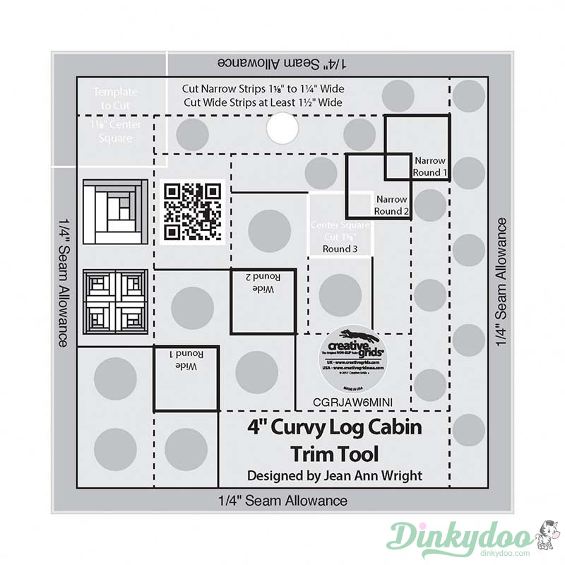 Creative Grids - Curvy Log Cabin Trim Tool 4" Blocks Quilt Ruler (Pre-order: Jan 2026)