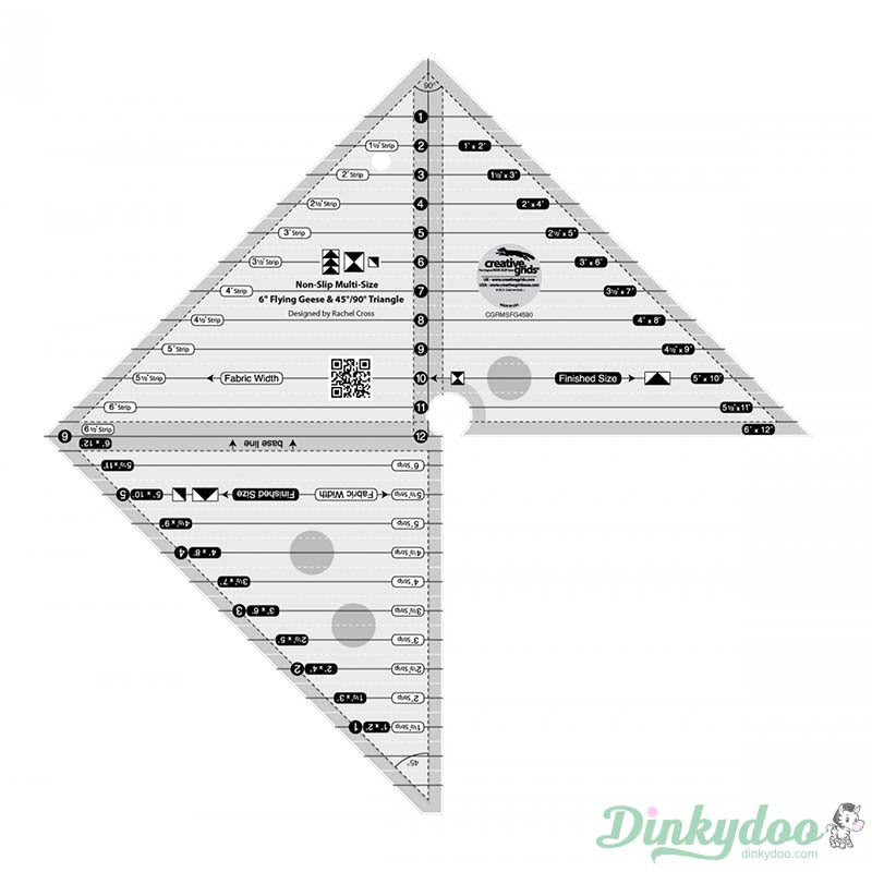 Creative Grids - 6" Flying Geese 45 and 90 Degree Triangle Quilt Ruler