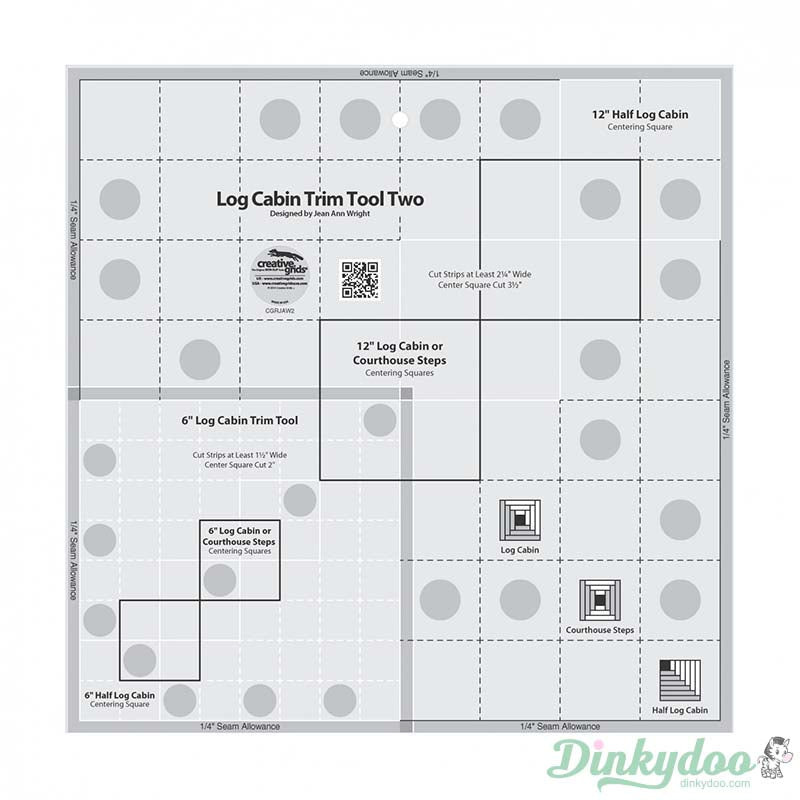 Creative Grids - Log Cabin Trim Tool Two 6" and 12" Blocks Quilt Ruler (Pre-order: Jan 2026)