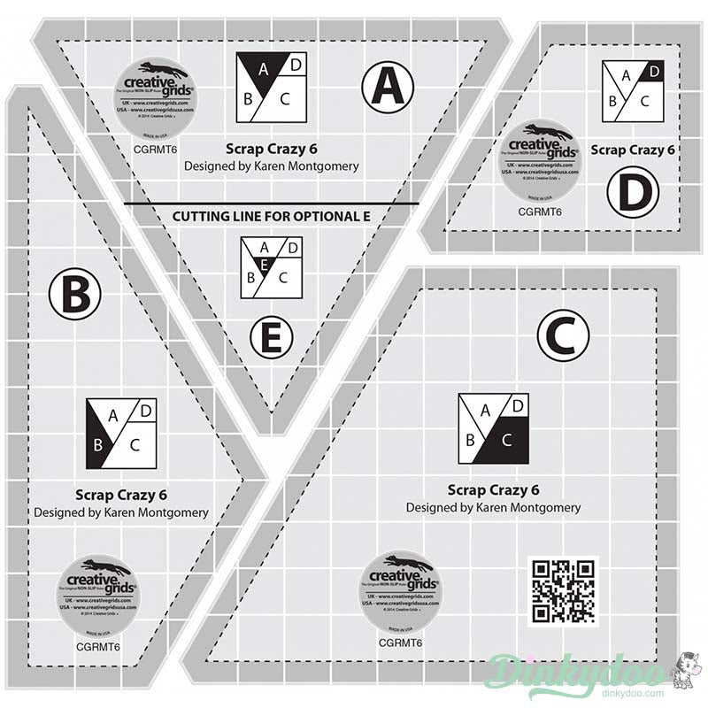 Creative Grids - Scrap Crazy 6 Templates Quilt Ruler (Pre-order: Jan 2026)
