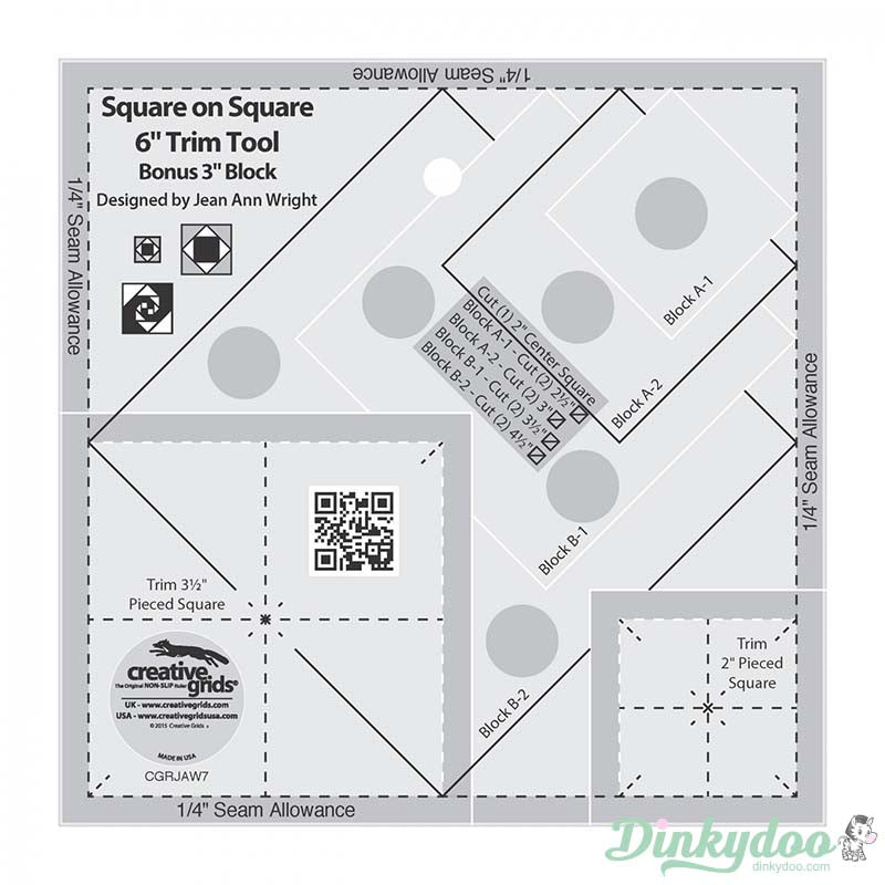 Creative Grids - Square on Square Trim Tool 3" or 6" Finished (Pre-order: Jan 2026)