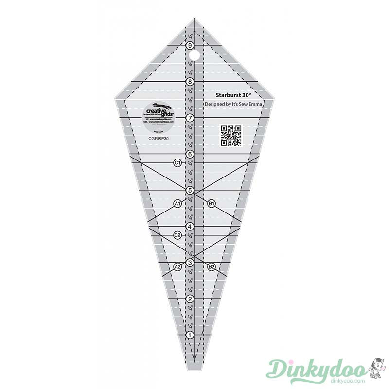 Creative Grids - Starburst 30 Degree Triangle 9.5" Quilt Ruler (Pre-order: Mar 2026)