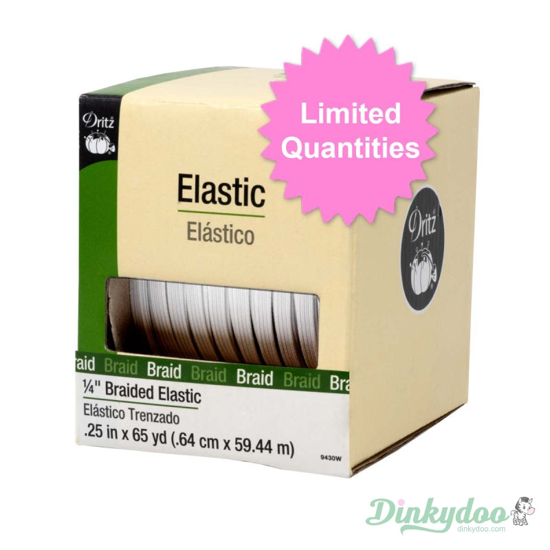 Premium Braided White Elastic 1/4" (65 Yards) - Dritz