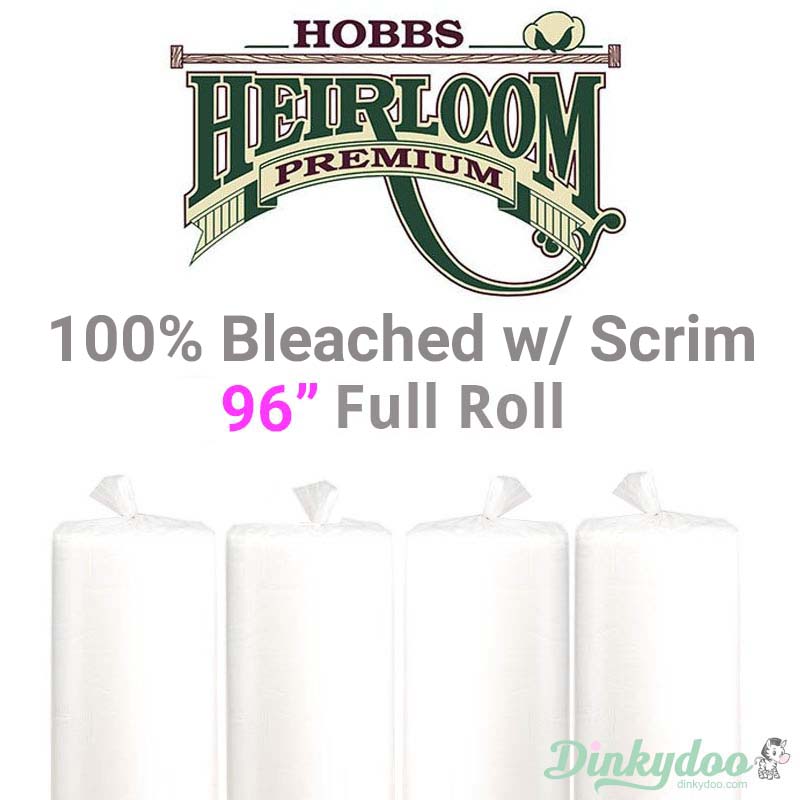 Hobbs Heirloom 100% Bleached Cotton Batting (With Scrim) - 96" (Full Roll 30 Yd.) (Pre-order: May 2026)