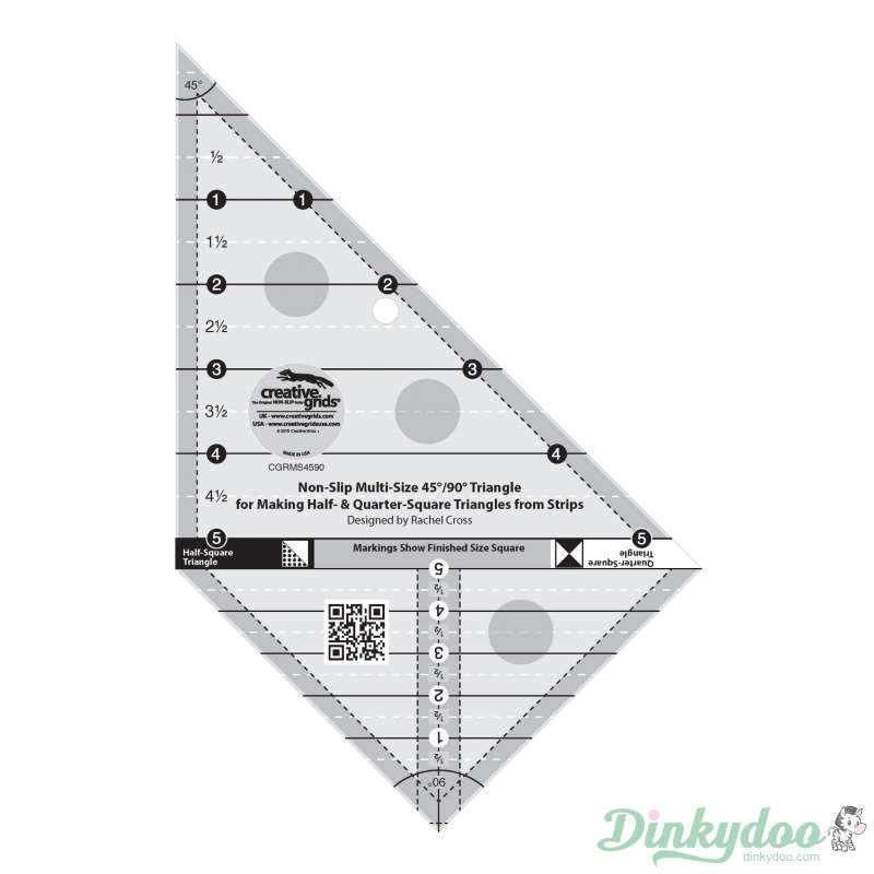 Creative Grids - Multi Size Triangle 45 and 90 Degree Quilt Ruler (Pre-order: May 2026) - Dinkydoo Fabrics