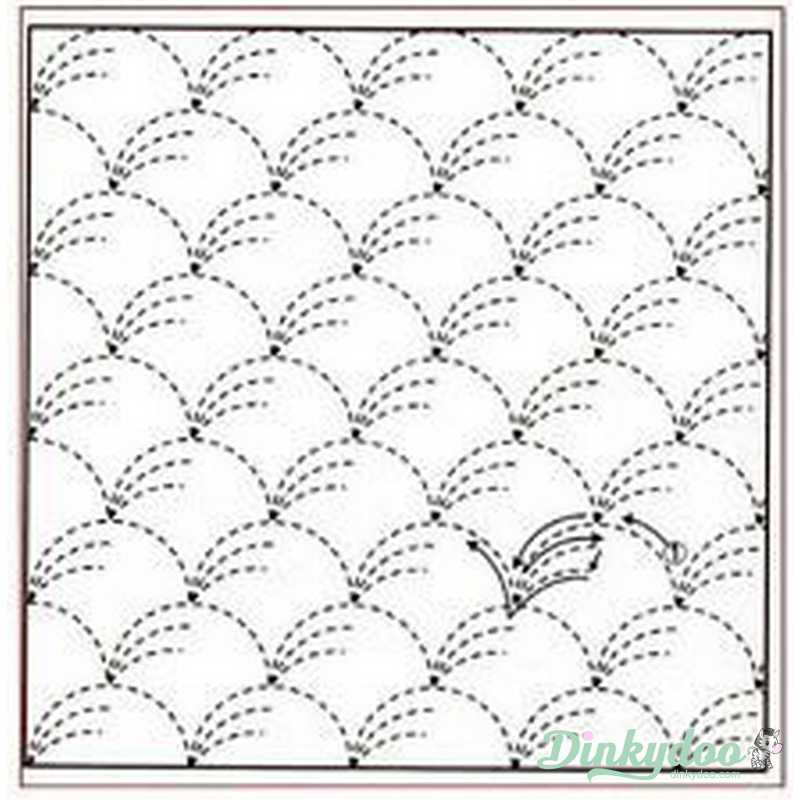 Sashiko Sampler - Traditional Design #1 - Nowaki in White