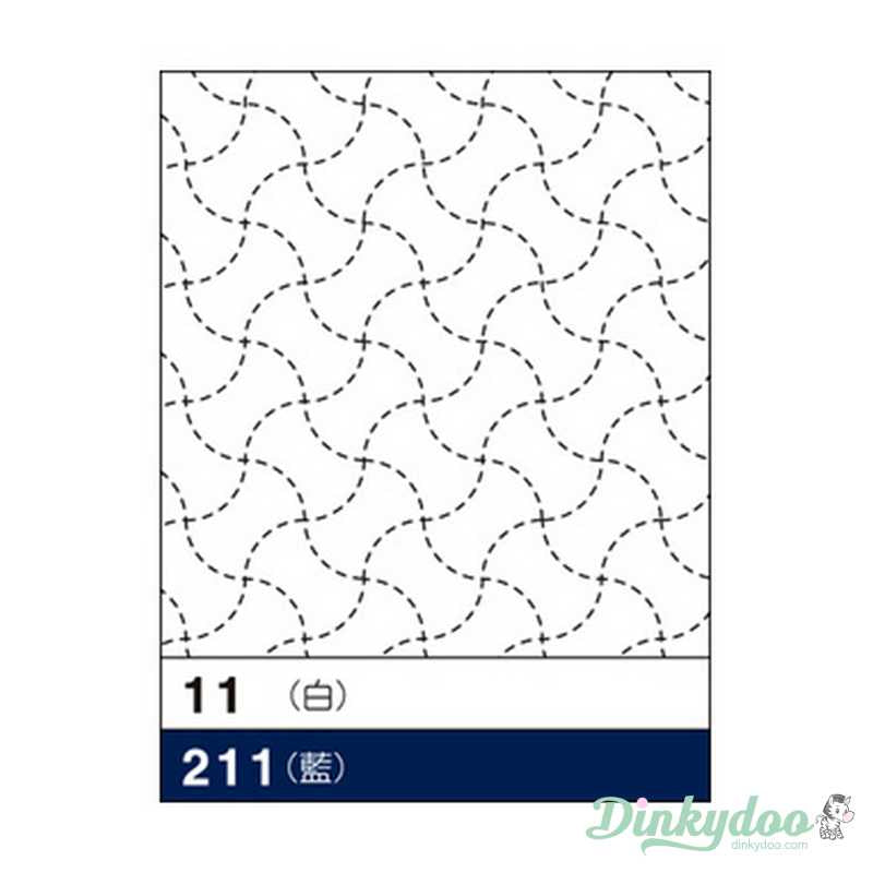 Sashiko Sampler - Traditional Design #211 - Bundou-tsunagi in Navy (Pre-order: Jan 2026)