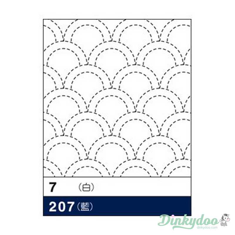 Sashiko Sampler - Traditional Design #7 Seigaiha in White
