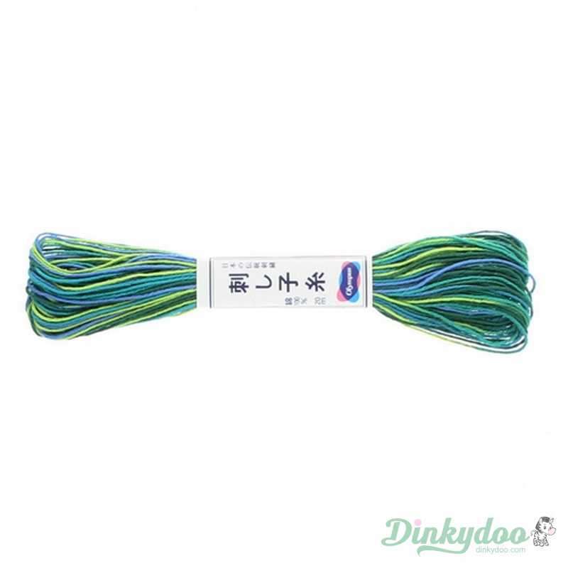 Olympus Sashiko Thread #77 22yd - Variegated Green/Blue