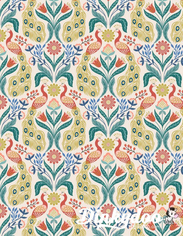 Wintertide - Peacock Cream Gold Metallic - Lewis & Irene