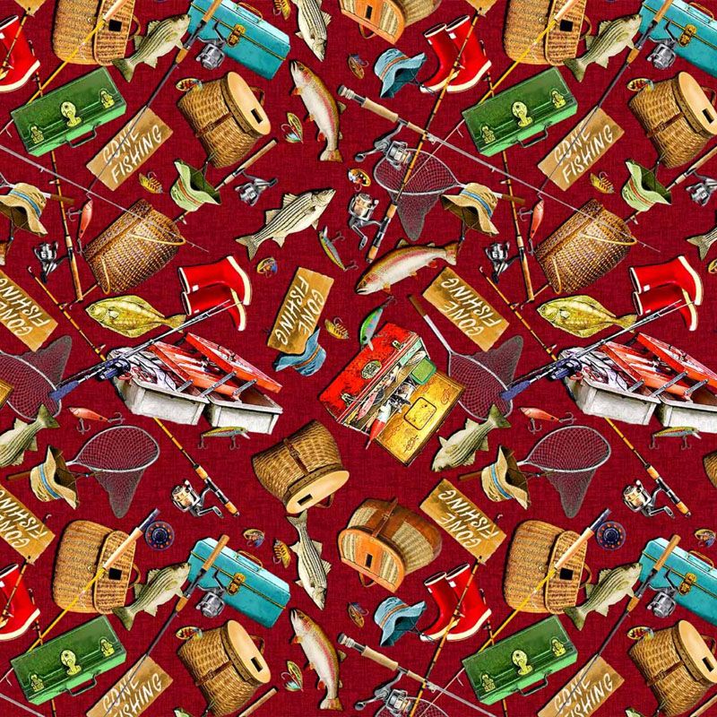 Girl's Gone Fishing - 011939-12 in Wine - Michael Miller