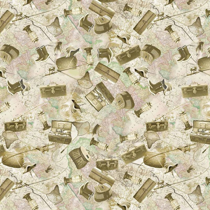 Girl's Gone Fishing - 011945-11 in Sage - Michael Miller - Dinkydoo Fabrics
