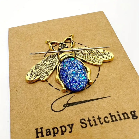 Queen Bee Golden Needle Minder (Sparkly Sapphire Gemstone)