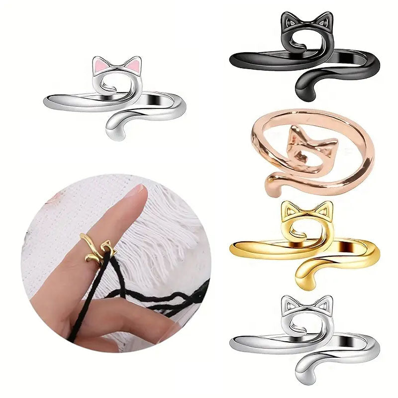 Knitty Kitty Ring for Knitting and Crochet