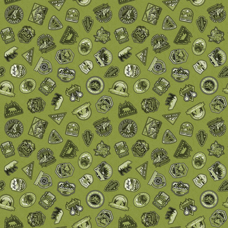 Camping Therapy - Monochromatic Patches in Green - Patrick Lose - Northcott