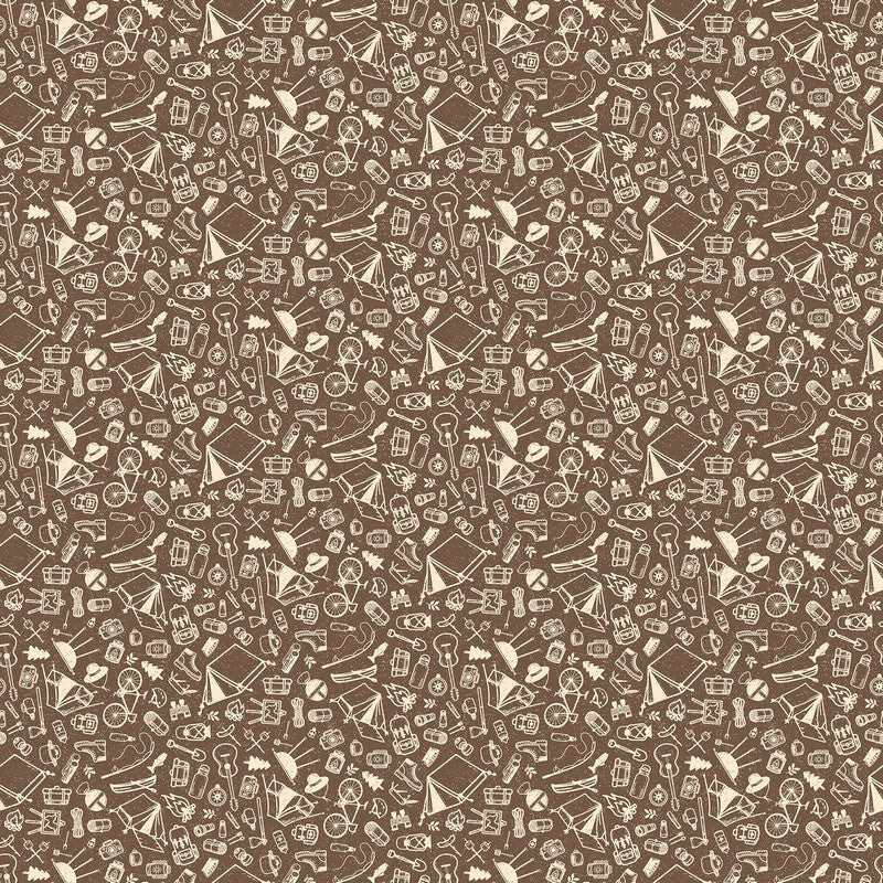 Camping Therapy - Camping Sketches in Brown - Patrick Lose - Northcott