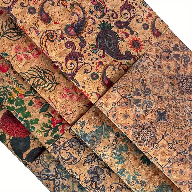 Faux Leather - Paisley Floral Cork (8pc) (8.2" x 11.8")