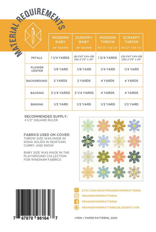 Fresh As A Daisy Quilt Pattern - Pen & Paper Patterns (Pre-order: July 2024)