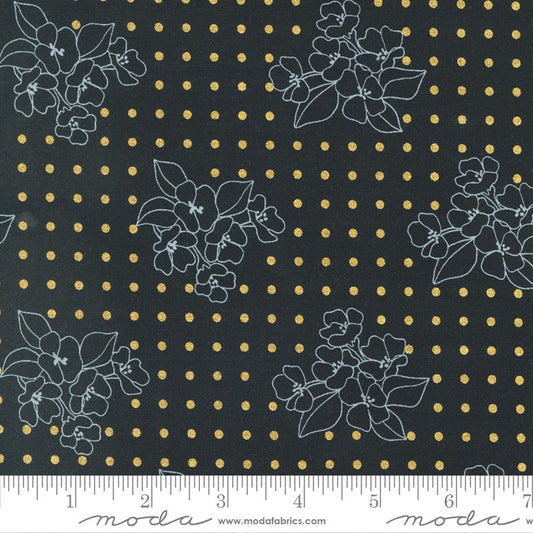 Gilded - Flower Dot in Ink/Gold - Alli K Designs - Moda
