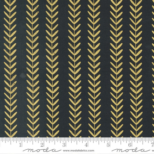 Gilded - Leaf Stripe in Ink/Gold - Alli K Designs - Moda
