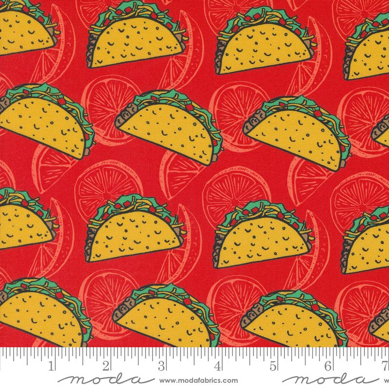 Snack Shack PVC COATED - Feed Me Tacos and Tell Me I'm Pretty in Ketchup - Crystal Manning - Moda