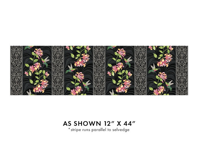 Hummingbirds & Honeysuckle - 13214-12 in Black/Multi - Jackie Robinson - Benartex