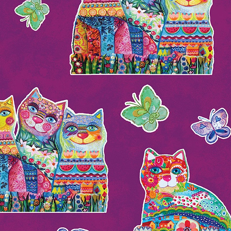 Sunshine Cats - 13477-65 in Plum - Benartex