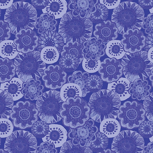 Sunshine Cats - 13481-55 in Dark Periwinkle - Benartex