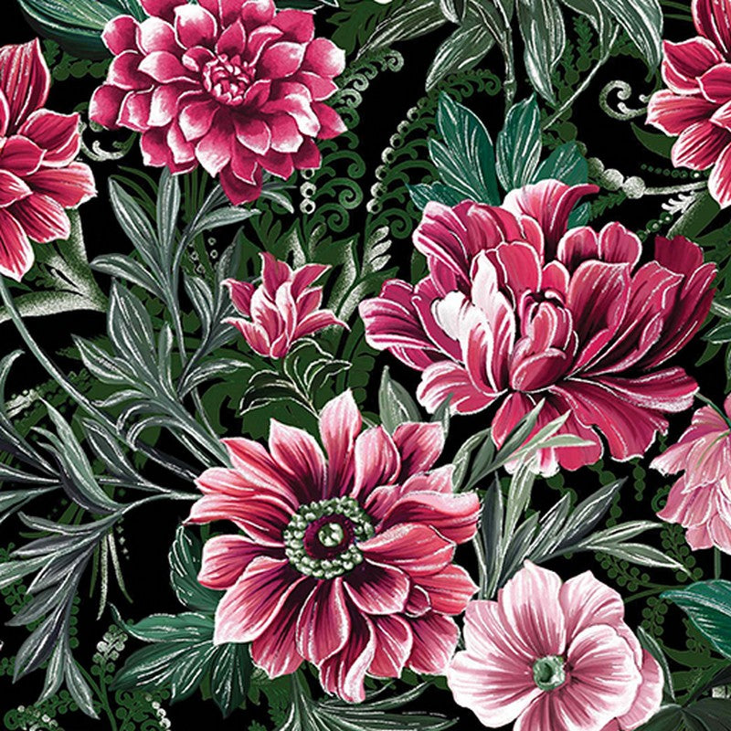 Winterberry Twilight - 14015P-12 in Pearlized Black - Benartex