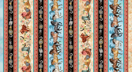 Gone Country - Stripe  in Multi - Benartex