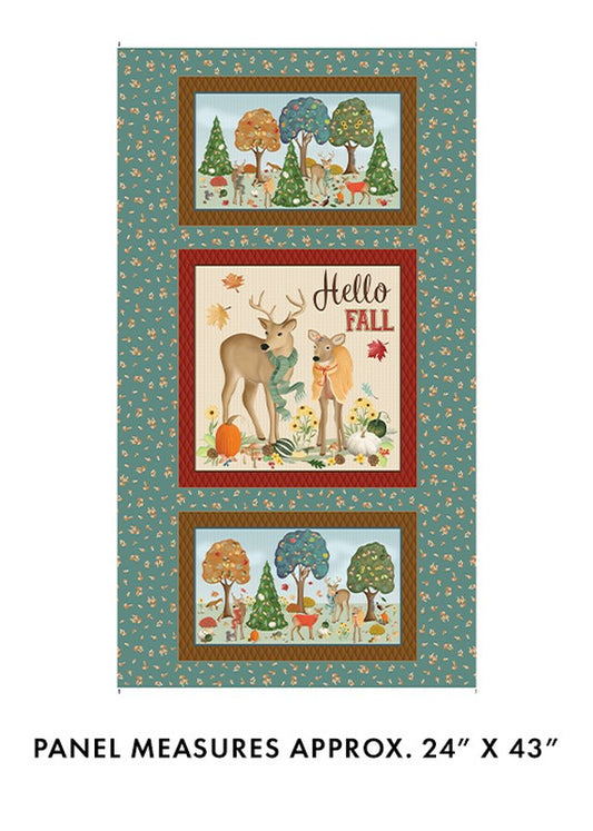 Enchanted Forest - PANEL in Teal - Benartex