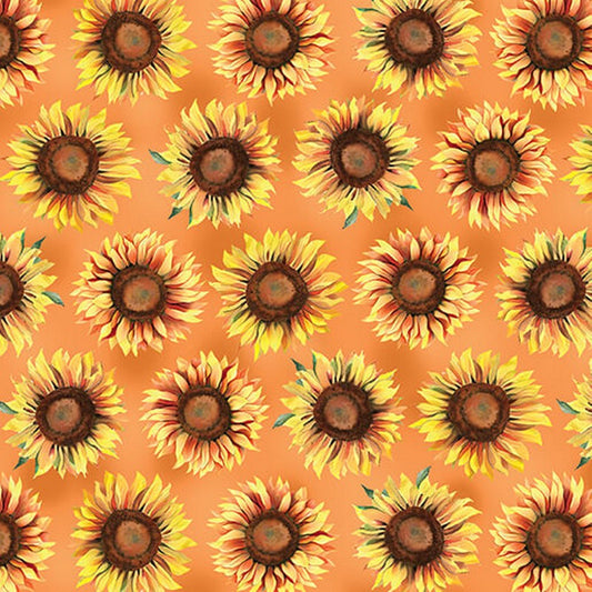 Give Thanks - Sunflower Dot in Orange - Benartex