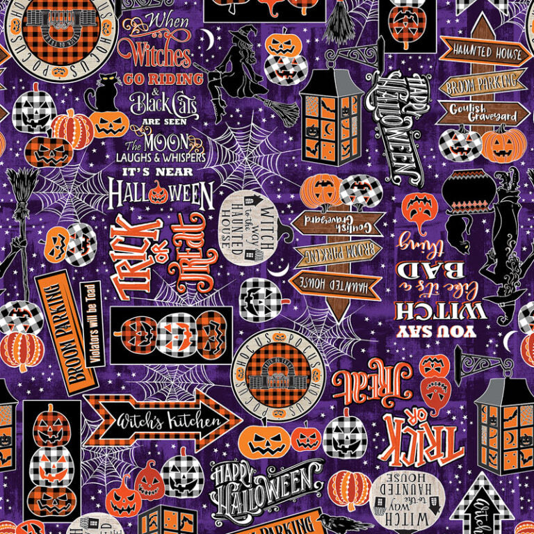 Happy Haunting - Purple Glow in the Dark 14952G-66 - Benartex