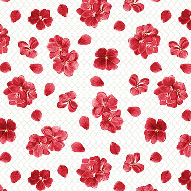 Betty's Geraniums - 16097-09 in White - Benartex