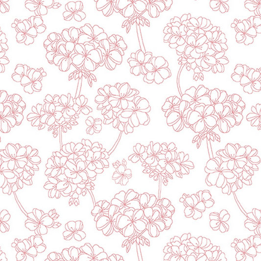 Betty's Geraniums - 16099-90 in White/Pink - Benartex