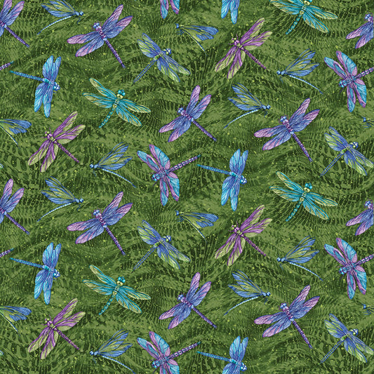 Dragonfly Wonder - Pine/Multi 16400P-44 - Ann Lauer - Benartex