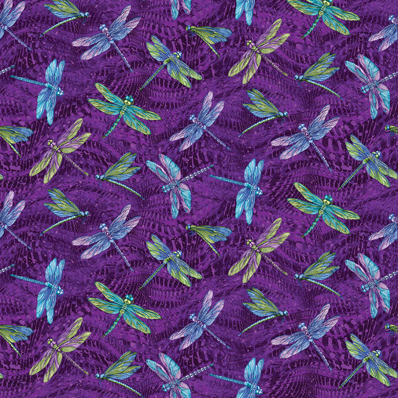 Dragonfly Wonder - Purple/Multi 16400P-64 - Ann Lauer - Benartex