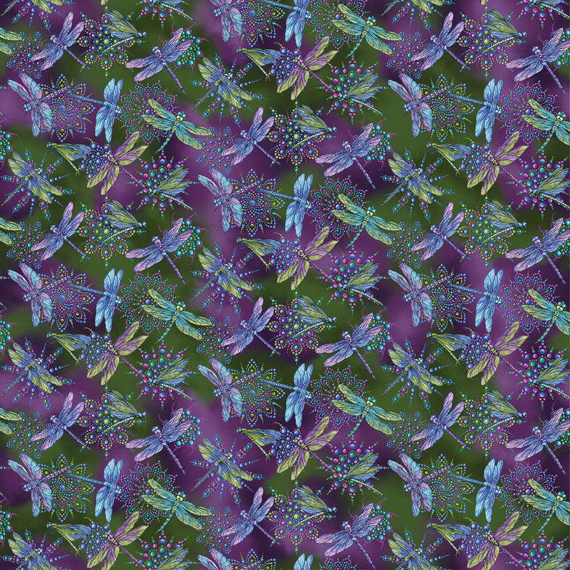 Dragonfly Wonder - Plum/Multi 16401-66 - Ann Lauer - Benartex