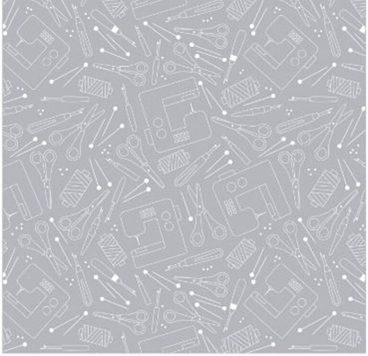 Happy Notes - 108" Wide Grey 16435W-08 - Benartex