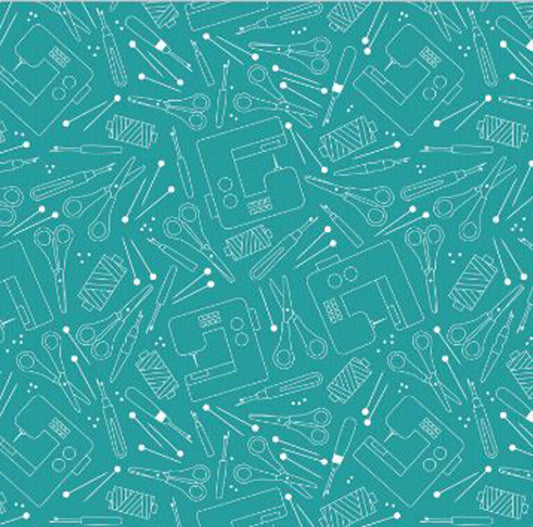 Happy Notes - 108" Wide Teal 16435W-84 - Benartex