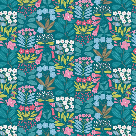 Blooming Color II - Emme in Teal - Benartex