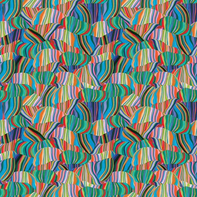 Modern Mushrooms - Spyro Stripes in Orange - Benartex