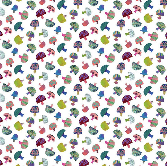 Modern Mushrooms - Mini Mush in White - Benartex