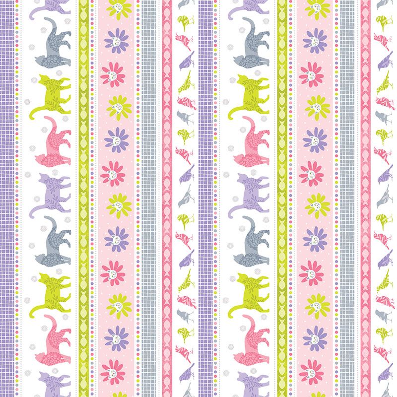 Cozy Cats - Sunshine Stripe in Light Pink - Benartex