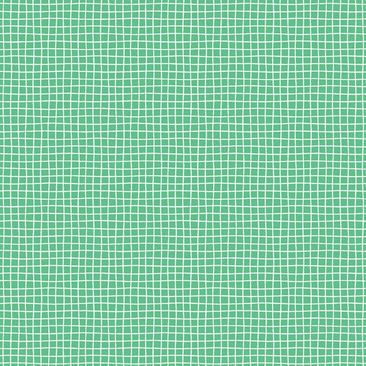 Cozy Cats - Cozy Grid in Medium Jade - Benartex