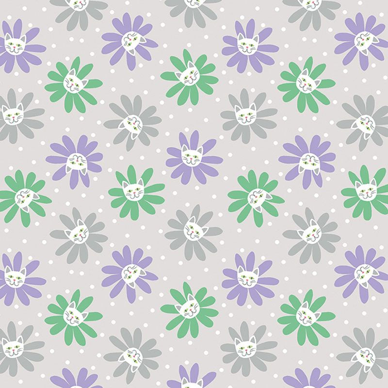 Cozy Cats - Kitty Bones in Light Grey - Benartex