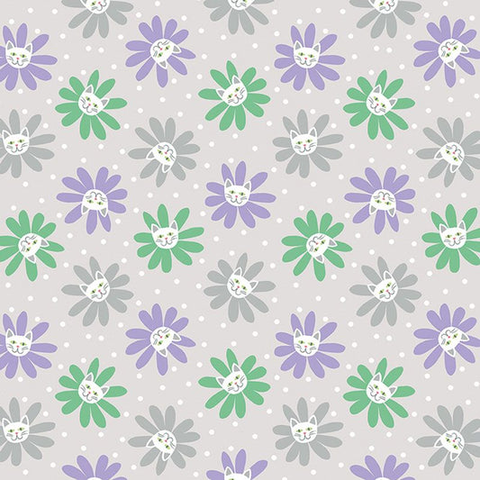 Cozy Cats - Kitty Bones in Light Grey - Benartex