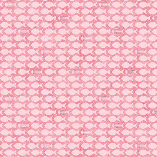 Cozy Cats - Fish & Bones in Pink - Benartex