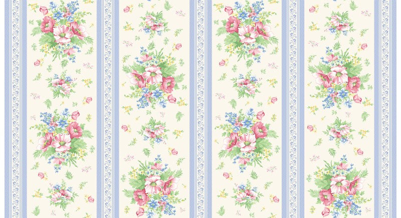 April's Garden - Stripe in Cream - Benartex - Dinkydoo Fabrics