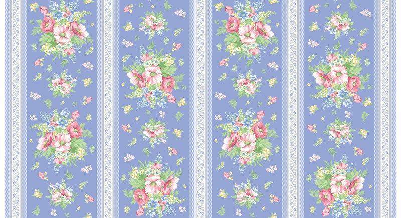 April's Garden - Stripe in Blue - Benartex - Dinkydoo Fabrics